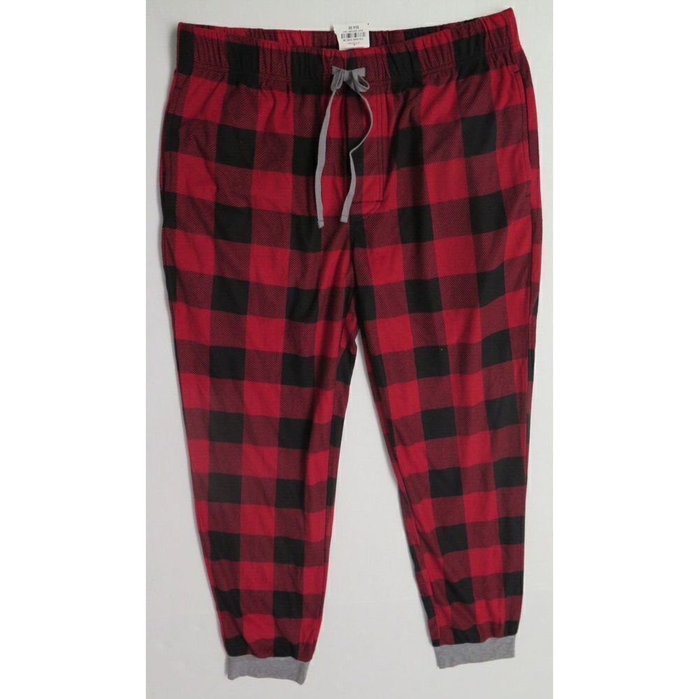North Pole Trading Co. Men's Sz L Red/Black Buffalo Plaid Pajama Pants $64